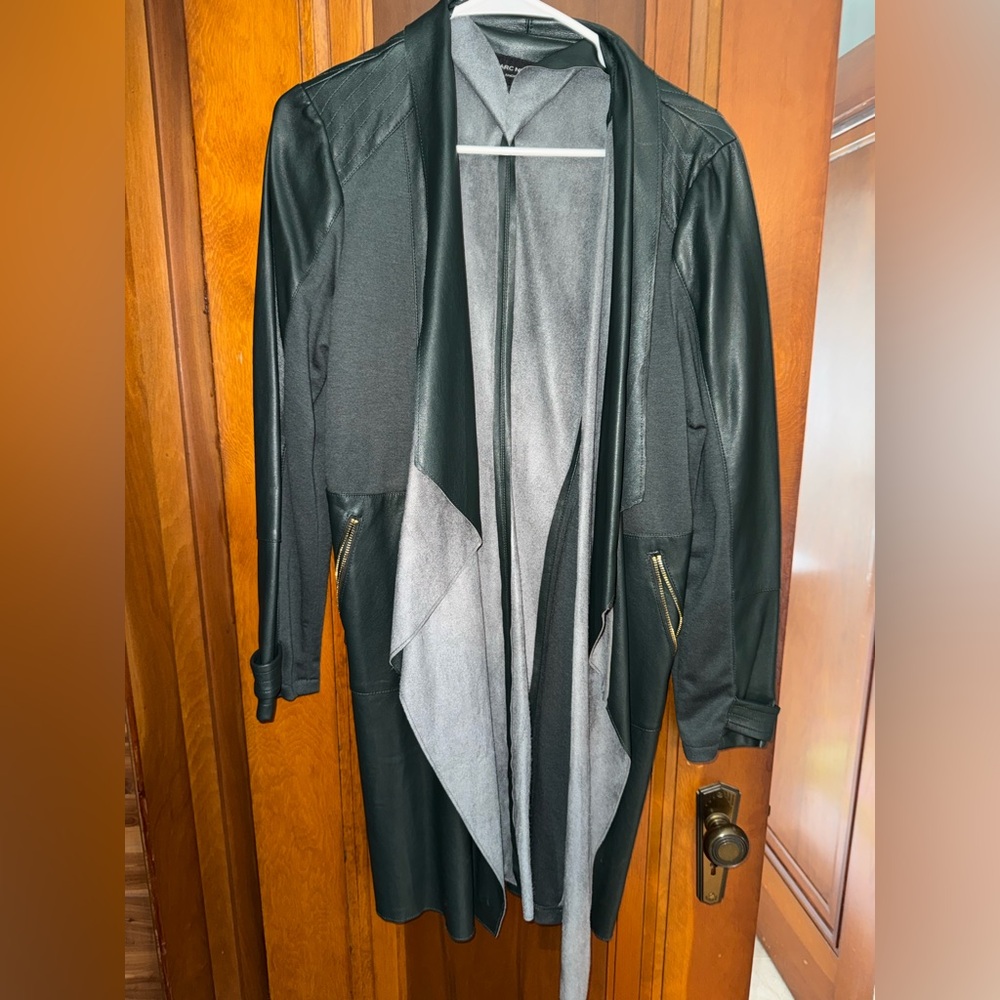 Marc New York Dark Green leather and suede  Trench Coat